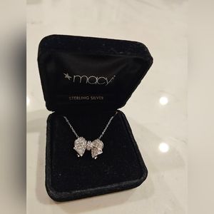 Macys sterling silver bow necklace